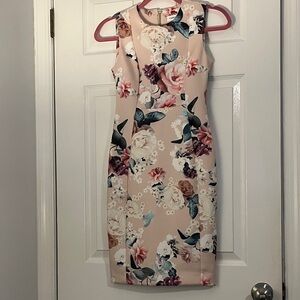 Calvin Klein Pink Floral Midi Dress